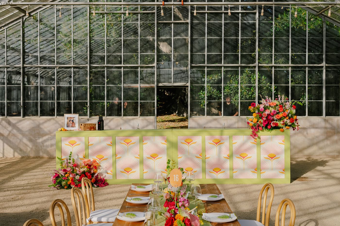 Custom event bar with floral styling built by Ventura Rental