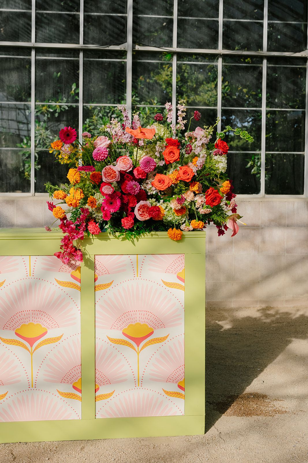 Custom patterned dancefloor wrap with floral styling